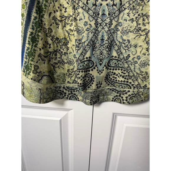 One World Short Sleeve Tee L Green Blue Paisley - Picture 5 of 6